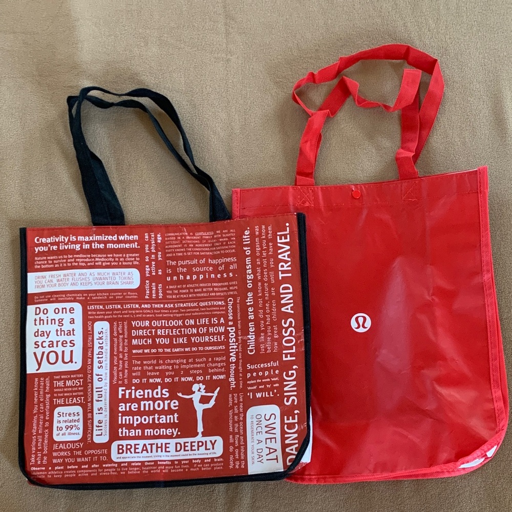 lululemon athletica Red and Black Tote Bags (sold as a set of 2)